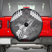 New Zealand Weka Personalised Spare Tire Cover Aotearoa Hen Silver Fern Maori Pattern