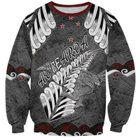 New Zealand Weka Personalised Sweatshirt Aotearoa Hen Silver Fern Maori Pattern