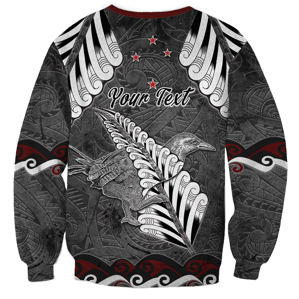 New Zealand Weka Personalised Sweatshirt Aotearoa Hen Silver Fern Maori Pattern