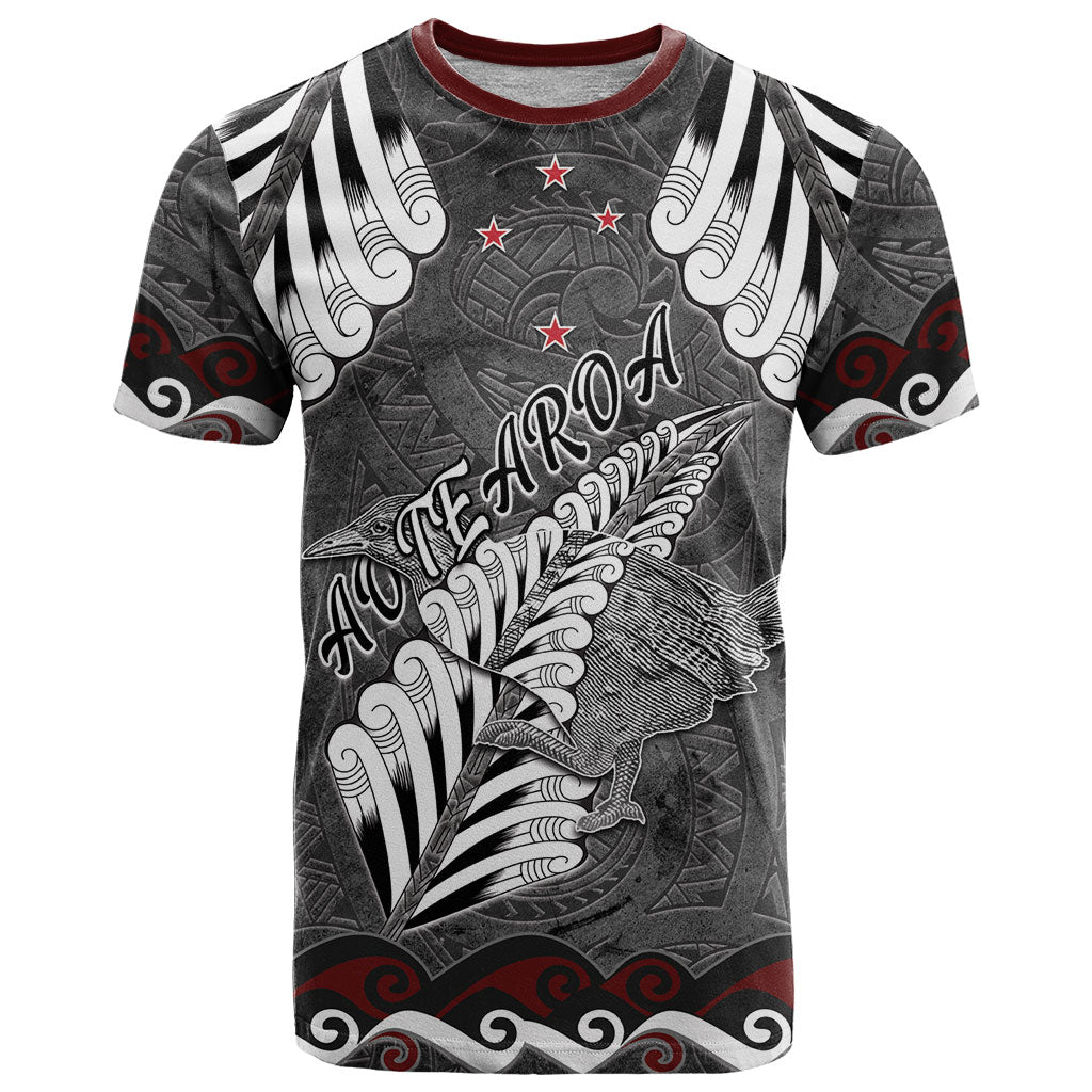 New Zealand Weka Personalised T Shirt Aotearoa Hen Silver Fern Maori Pattern
