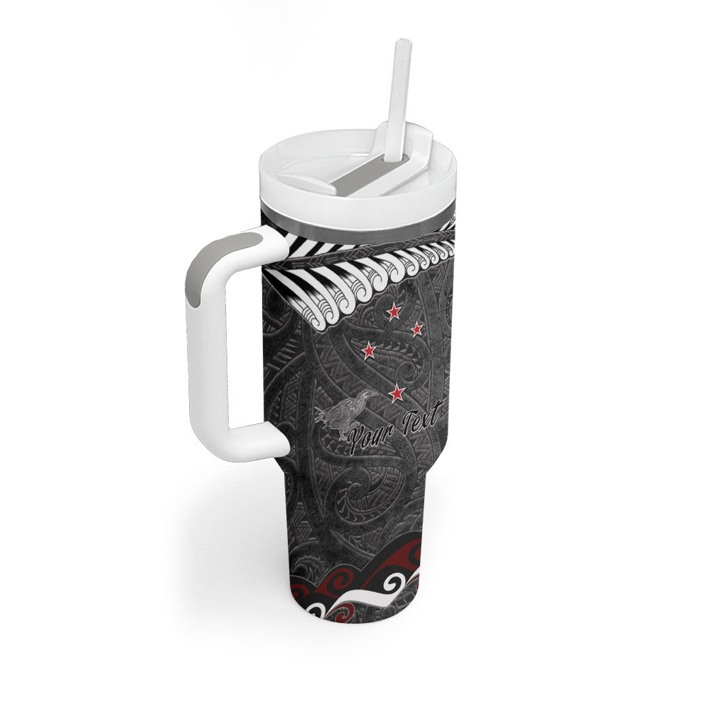 New Zealand Weka Personalised Tumbler With Handle Aotearoa Hen Silver Fern Maori Pattern