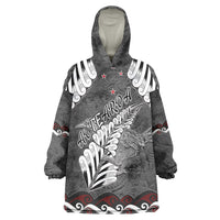 New Zealand Weka Personalised Wearable Blanket Hoodie Aotearoa Hen Silver Fern Maori Pattern