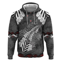 New Zealand Weka Personalised Zip Hoodie Aotearoa Hen Silver Fern Maori Pattern