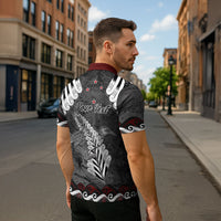 New Zealand Weka Personalised Zipper Polo Shirt Aotearoa Hen Silver Fern Maori Pattern