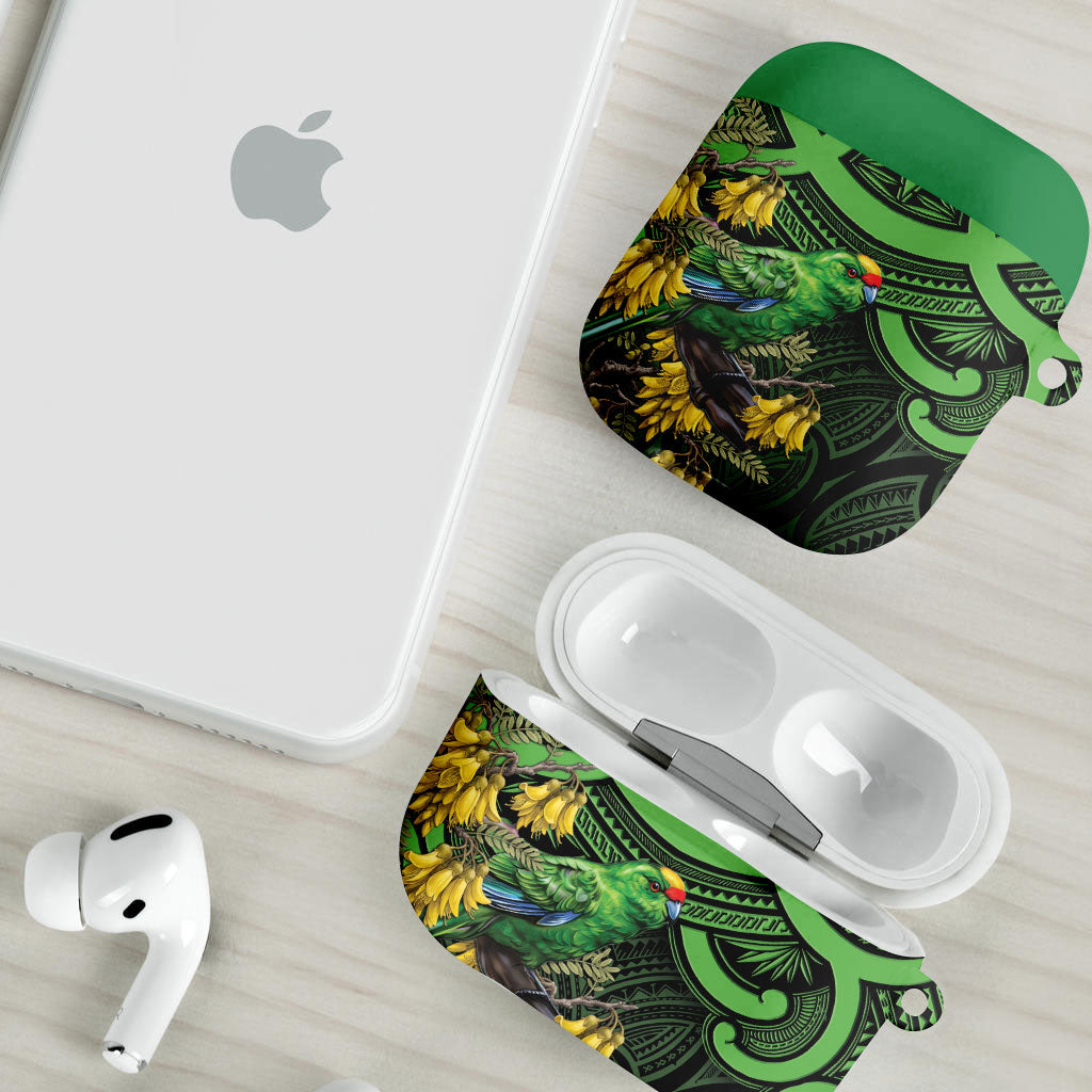 New Zealand Parakeet Bird AirPods Case Maori Kakariki Kowhai Maori Pattern