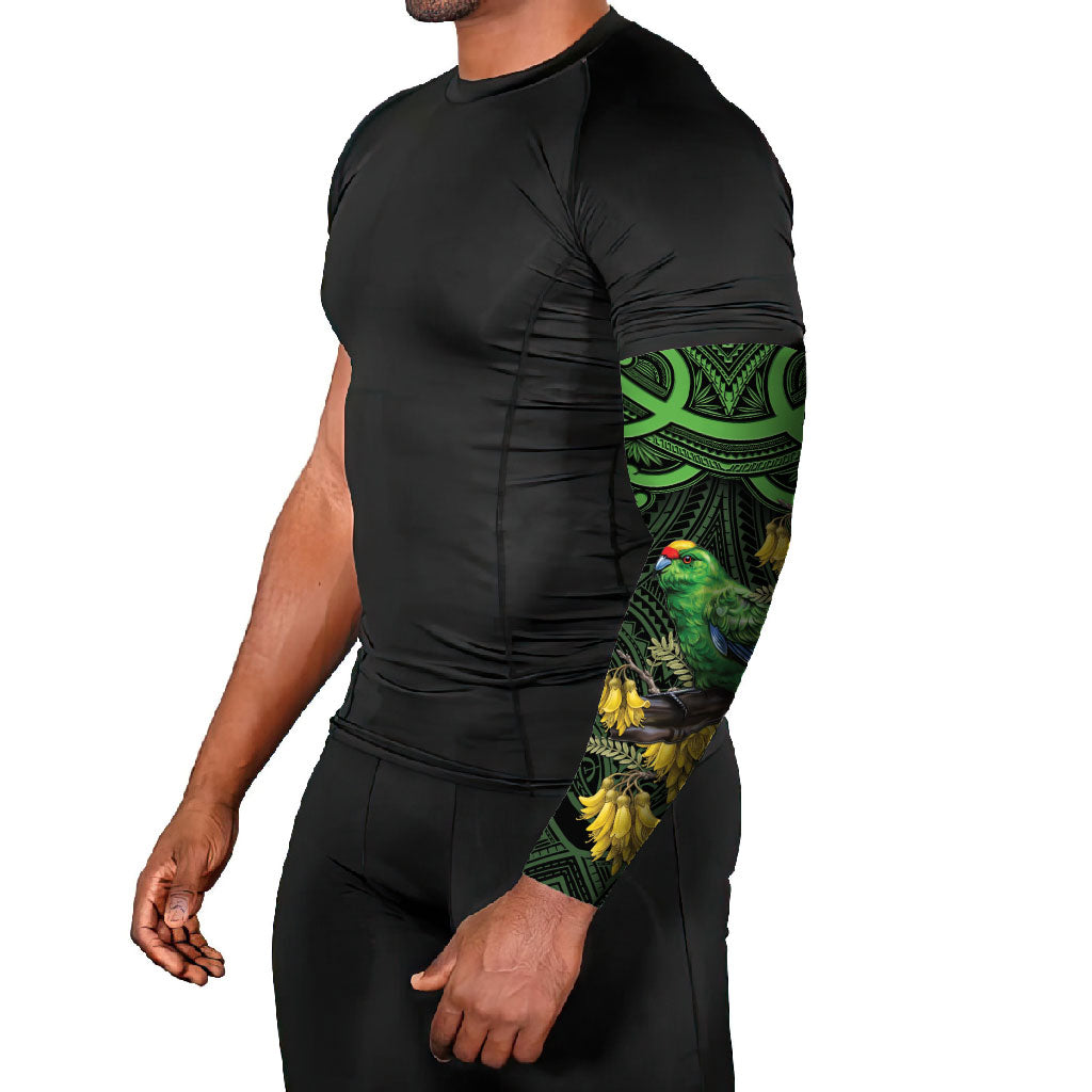New Zealand Parakeet Bird Arm Sleeves Maori Kakariki Kowhai Maori Pattern