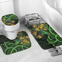 New Zealand Parakeet Bird Bathroom Set Maori Kakariki Kowhai Maori Pattern