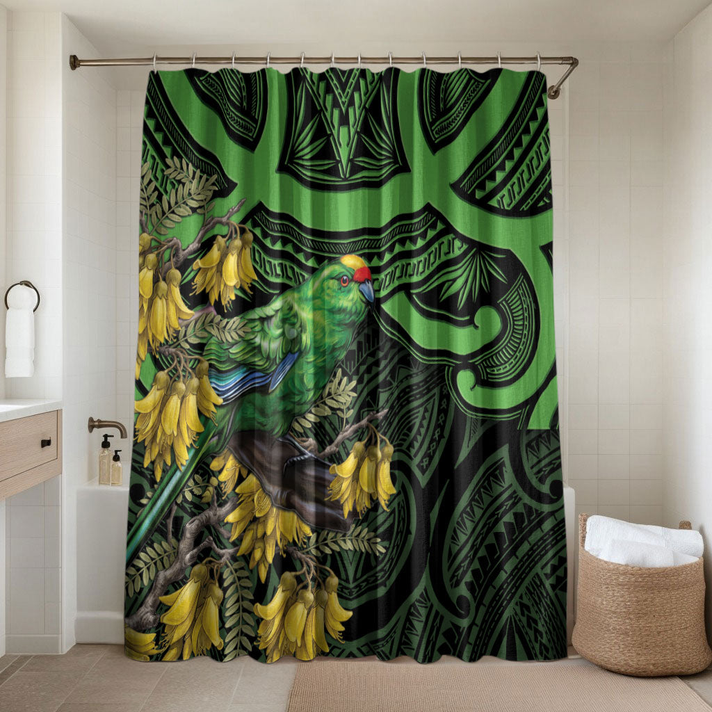 New Zealand Parakeet Bird Bathroom Set Maori Kakariki Kowhai Maori Pattern