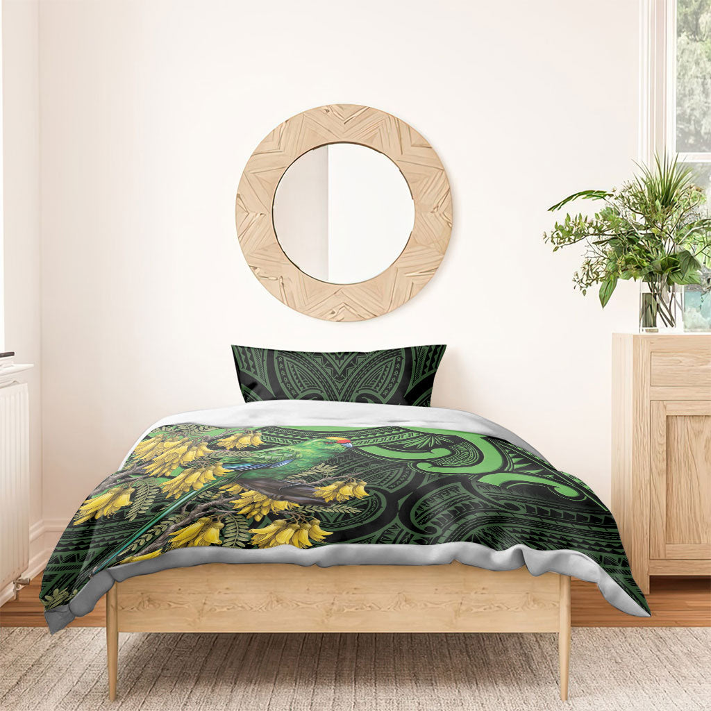 New Zealand Parakeet Bird Bedding Set Maori Kakariki Kowhai Maori Pattern