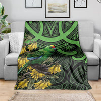 New Zealand Parakeet Bird Blanket Maori Kakariki Kowhai Maori Pattern