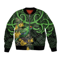 New Zealand Parakeet Bird Bomber Jacket Maori Kakariki Kowhai Maori Pattern