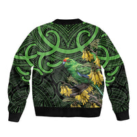 New Zealand Parakeet Bird Bomber Jacket Maori Kakariki Kowhai Maori Pattern