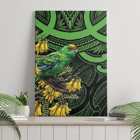 New Zealand Parakeet Bird Canvas Wall Art Maori Kakariki Kowhai Maori Pattern