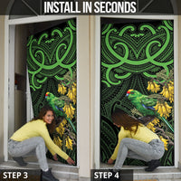New Zealand Parakeet Bird Door Cover Maori Kakariki Kowhai Maori Pattern