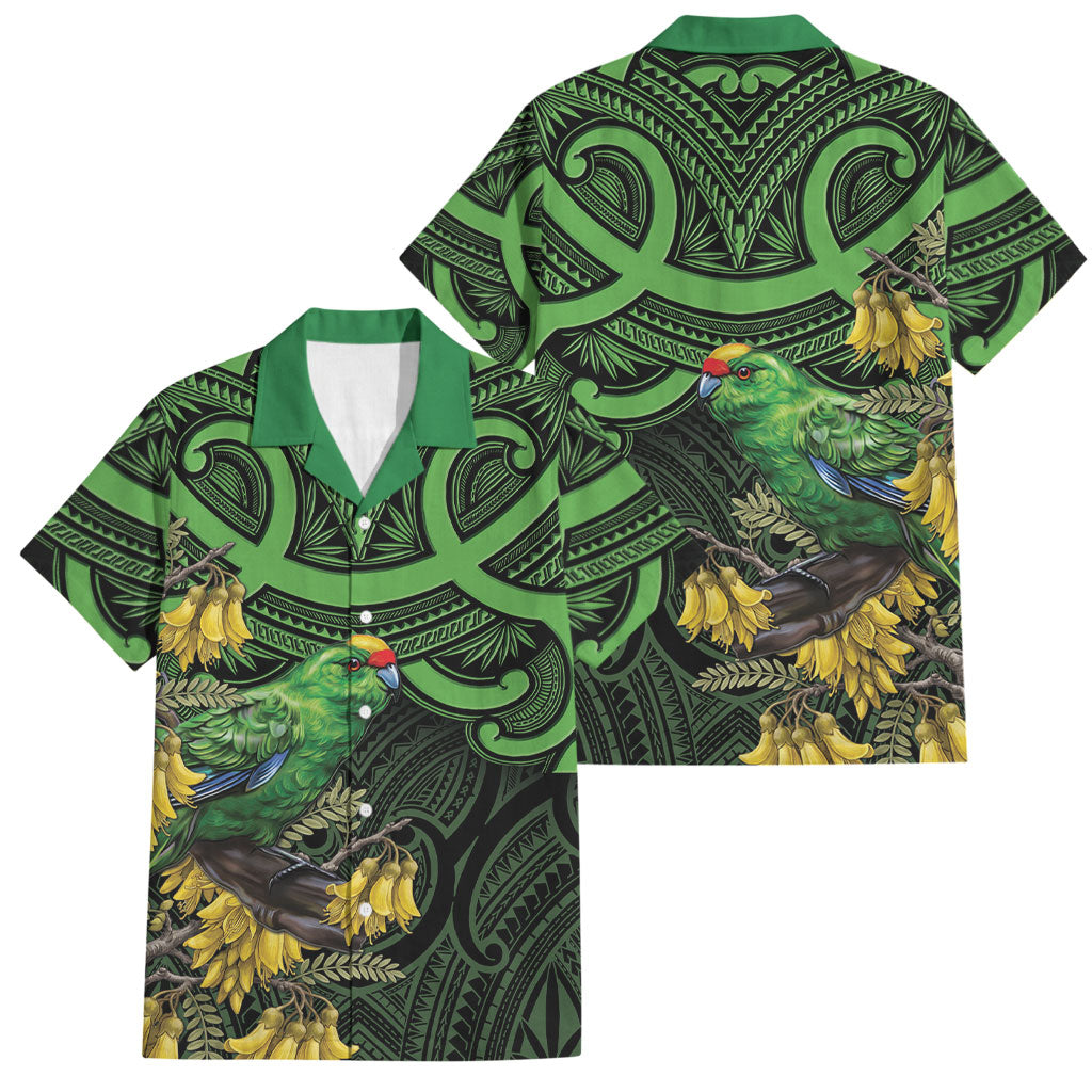 New Zealand Parakeet Bird Family Matching Mermaid Dress and Hawaiian Shirt Maori Kakariki Kowhai Maori Pattern