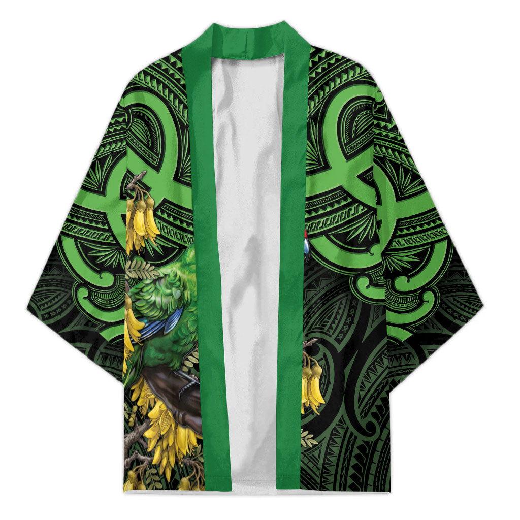 New Zealand Parakeet Bird Kimono Maori Kakariki Kowhai Maori Pattern