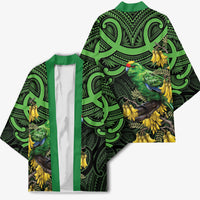 New Zealand Parakeet Bird Kimono Maori Kakariki Kowhai Maori Pattern