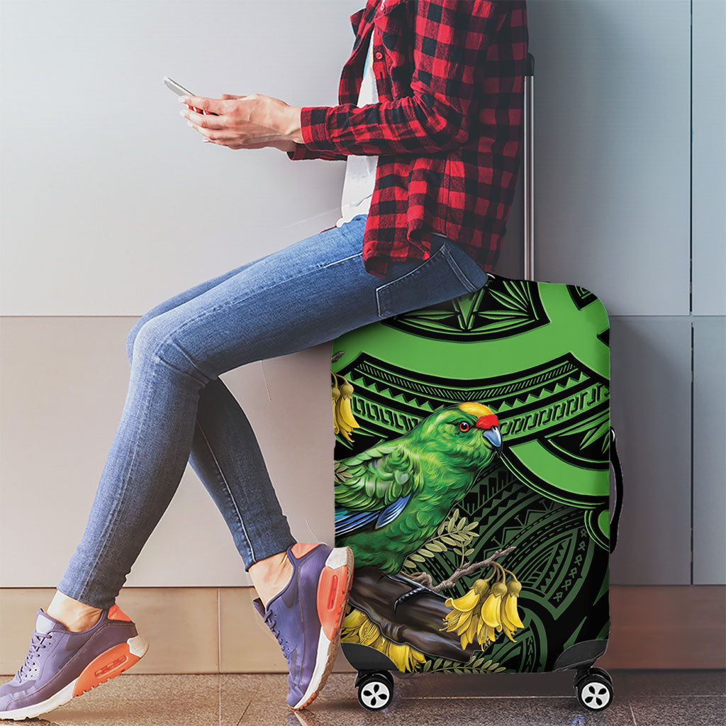 New Zealand Parakeet Bird Luggage Cover Maori Kakariki Kowhai Maori Pattern