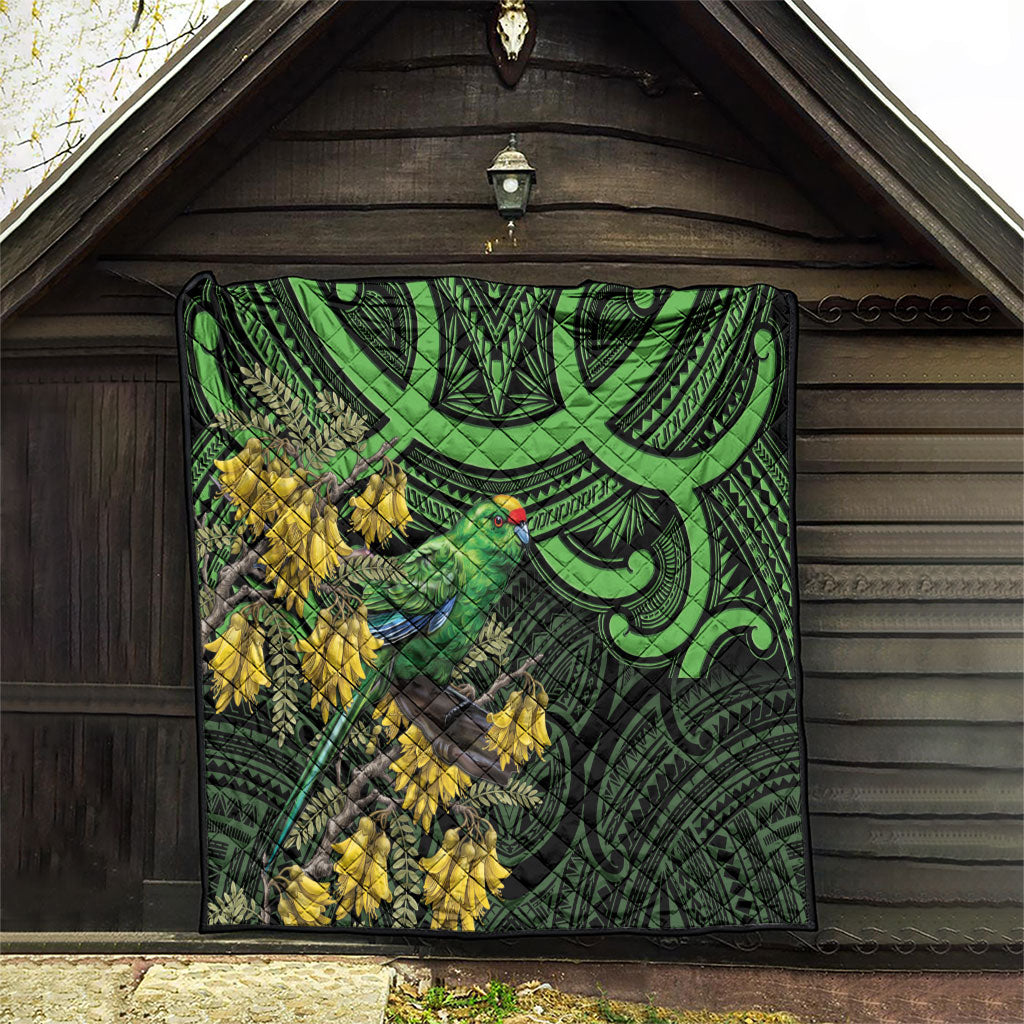 New Zealand Parakeet Bird Quilt Maori Kakariki Kowhai Maori Pattern