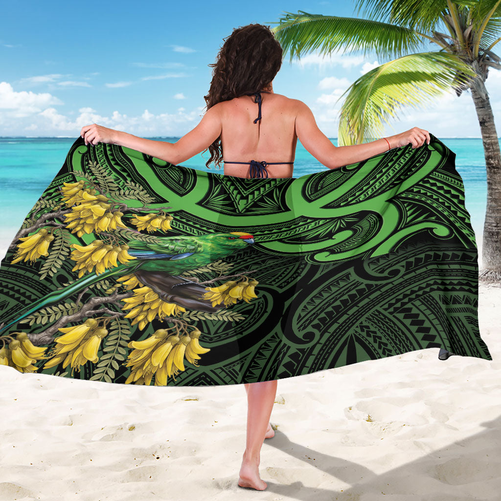 New Zealand Parakeet Bird Sarong Maori Kakariki Kowhai Maori Pattern