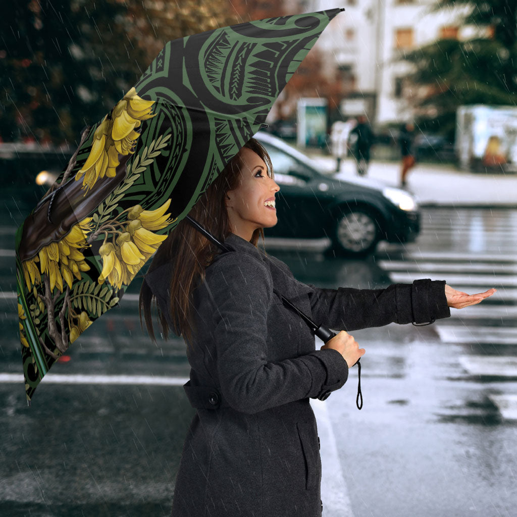 New Zealand Parakeet Bird Umbrella Maori Kakariki Kowhai Maori Pattern