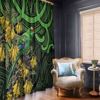 New Zealand Parakeet Bird Window Curtain Maori Kakariki Kowhai Maori Pattern