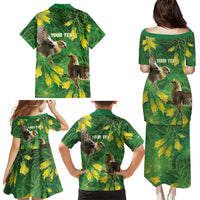 Bellbird New Zealand Personalised Family Matching Puletasi and Hawaiian Shirt Kowhai Flower Maori Pattern