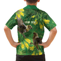 Bellbird New Zealand Personalised Family Matching Summer Maxi Dress and Hawaiian Shirt Kowhai Flower Maori Pattern