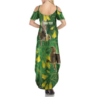 Bellbird New Zealand Personalised Family Matching Summer Maxi Dress and Hawaiian Shirt Kowhai Flower Maori Pattern