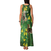 Bellbird New Zealand Personalised Family Matching Tank Maxi Dress and Hawaiian Shirt Kowhai Flower Maori Pattern