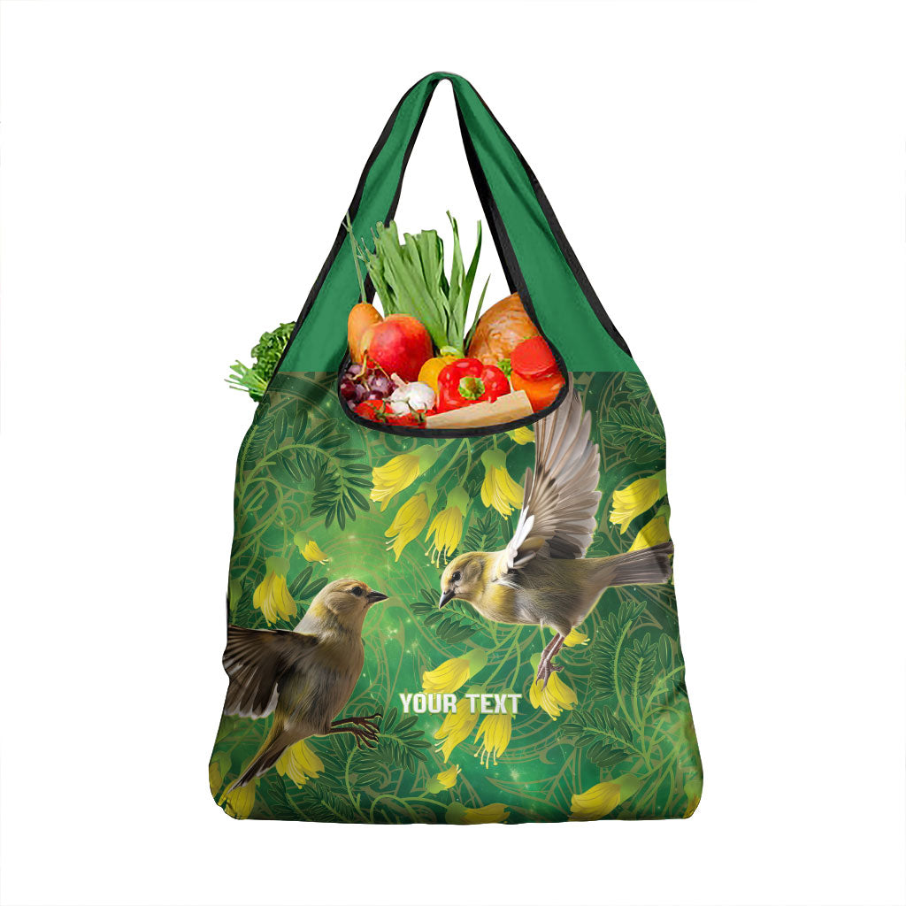 Bellbird New Zealand Personalised Grocery Bag Kowhai Flower Maori Pattern