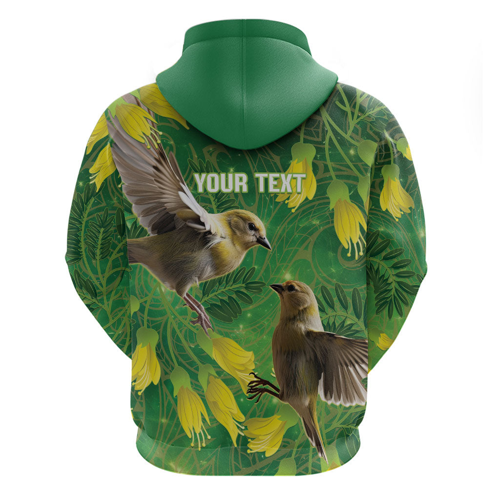 Bellbird New Zealand Personalised Hoodie Kowhai Flower Maori Pattern LT22 - Polynesian Pride