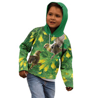 Bellbird New Zealand Personalised Kid Hoodie Kowhai Flower Maori Pattern LT22 - Polynesian Pride