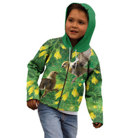 Bellbird New Zealand Personalised Kid Hoodie Kowhai Flower Maori Pattern LT22 - Polynesian Pride