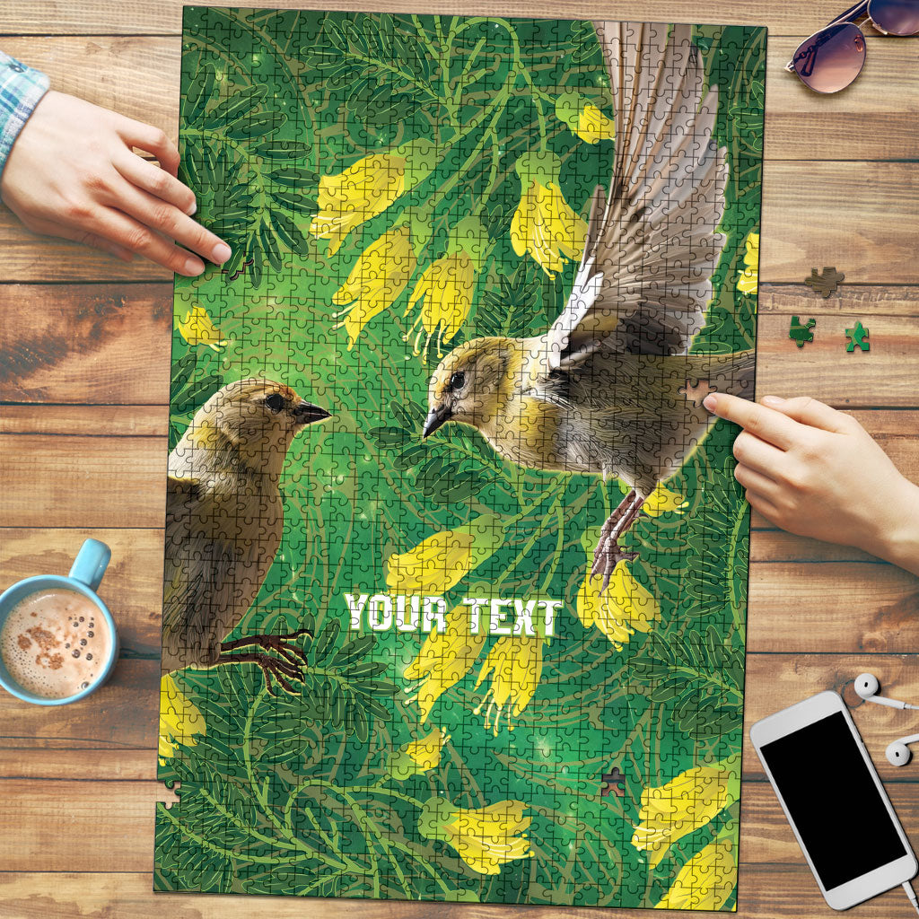 Bellbird New Zealand Personalised Puzzle Kowhai Flower Maori Pattern