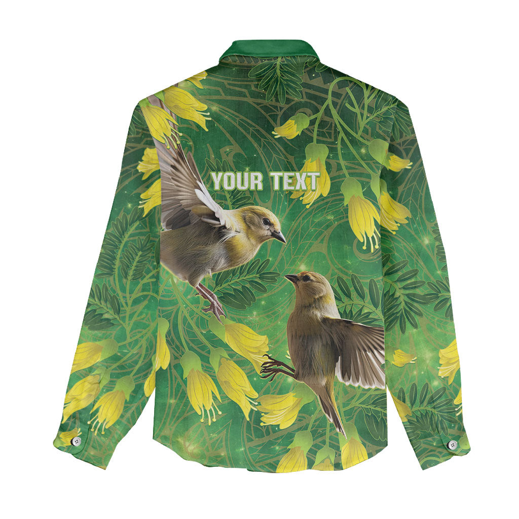 Bellbird New Zealand Personalised Women Casual Shirt Kowhai Flower Maori Pattern