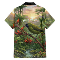 Bellbird New Zealand Personalised Family Matching Tank Maxi Dress and Hawaiian Shirt Korimako Harakeke Flower Native Forest