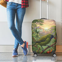 Bellbird New Zealand Personalised Luggage Cover Korimako Harakeke Flower Native Forest LT22 - Polynesian Pride