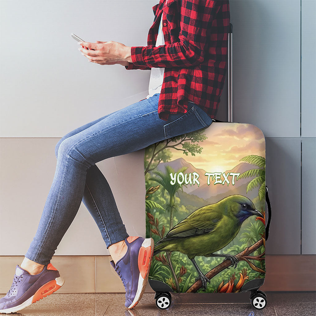 Bellbird New Zealand Personalised Luggage Cover Korimako Harakeke Flower Native Forest LT22 - Polynesian Pride