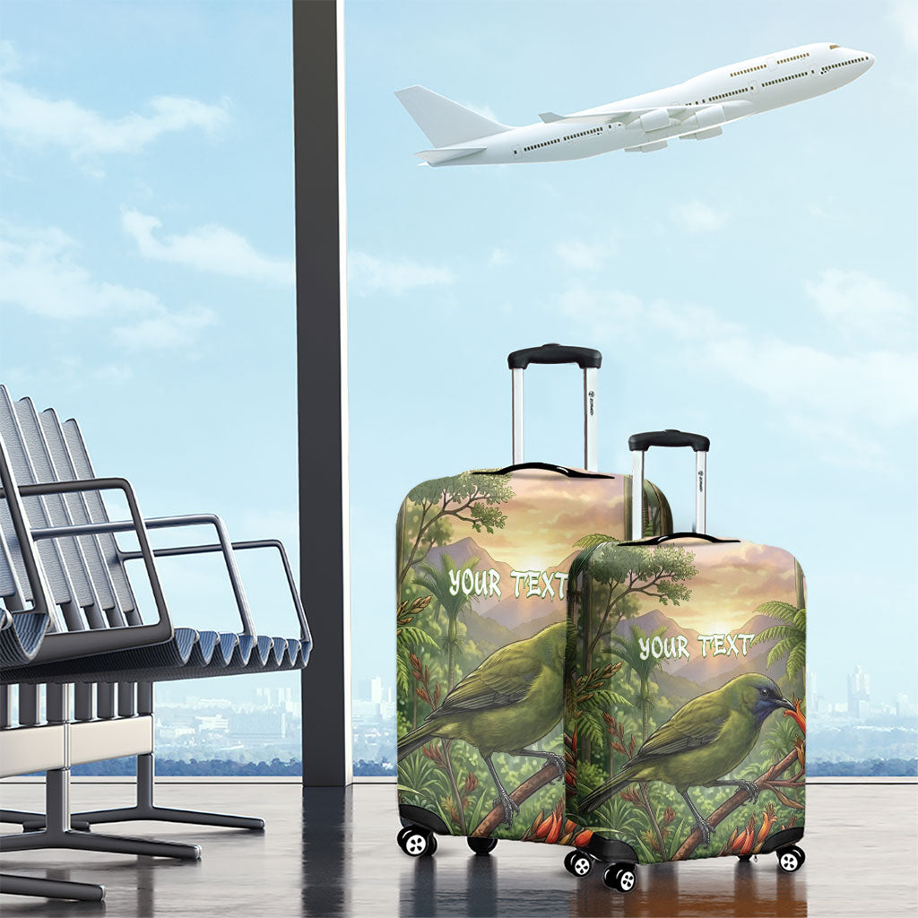 Bellbird New Zealand Personalised Luggage Cover Korimako Harakeke Flower Native Forest LT22 - Polynesian Pride