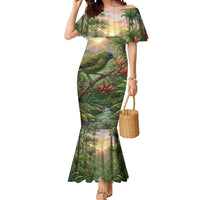 Bellbird New Zealand Personalised Mermaid Dress Korimako Harakeke Flower Native Forest