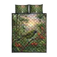 Bellbird New Zealand Personalised Quilt Bed Set Korimako Harakeke Flower Native Forest