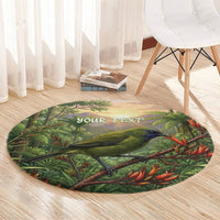 Bellbird New Zealand Personalised Round Carpet Korimako Harakeke Flower Native Forest LT22 - Polynesian Pride