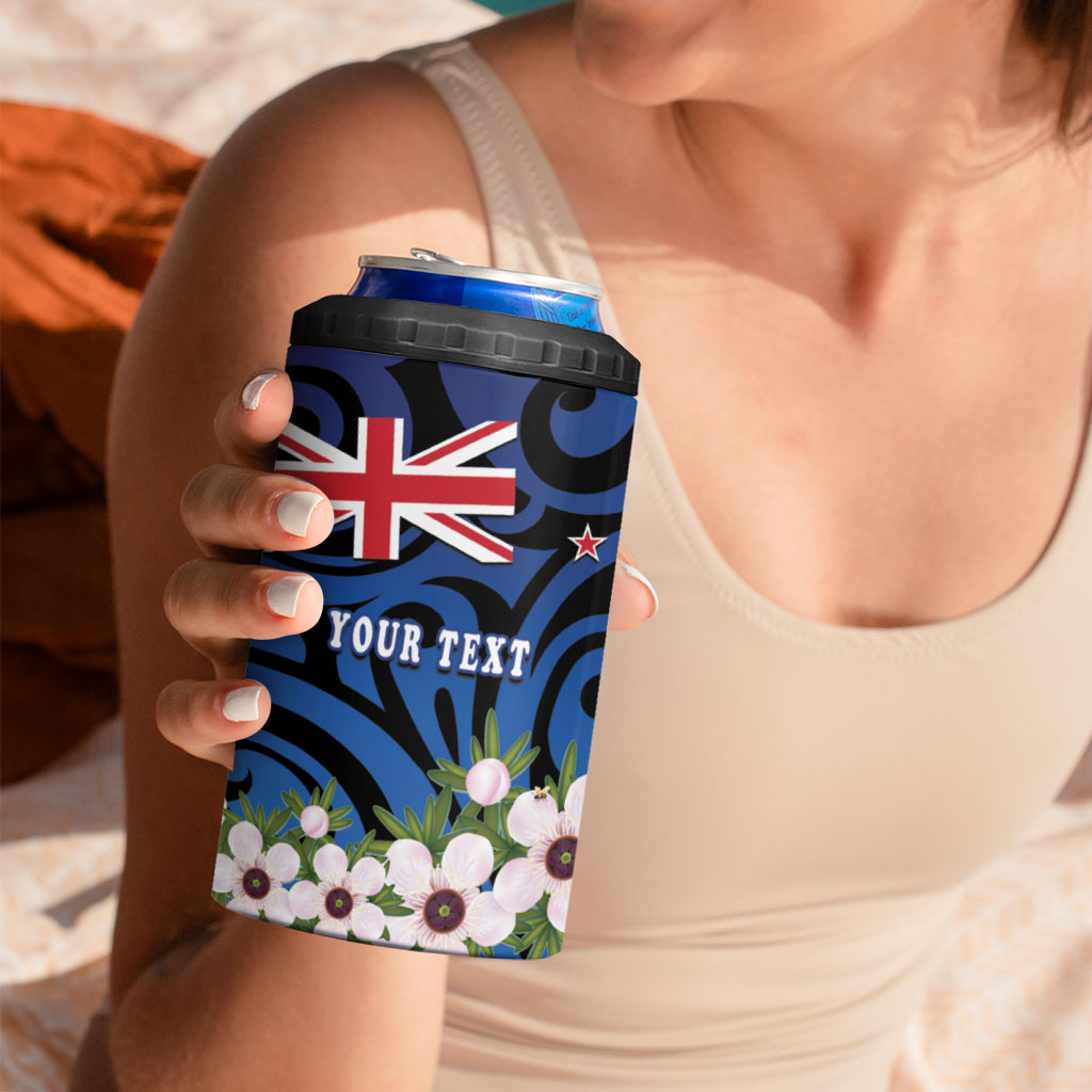 Tomtit New Zealand Personalised 4 in 1 Can Cooler Tumbler Miromiro Manuka Flower Maori Pattern