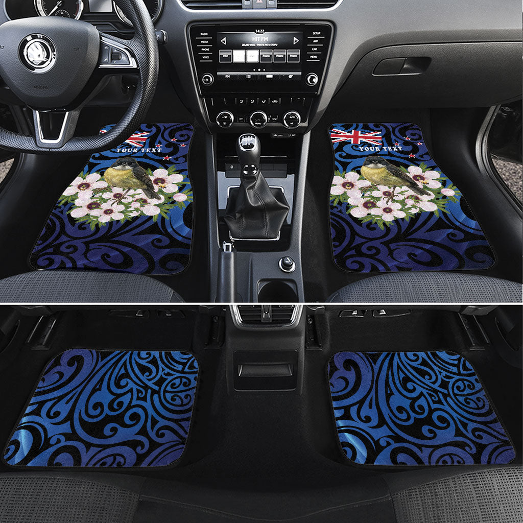 Tomtit New Zealand Personalised Car Mats Miromiro Manuka Flower Maori Pattern