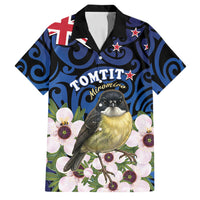 Tomtit New Zealand Personalised Family Matching Short Sleeve Bodycon Dress and Hawaiian Shirt Miromiro Manuka Flower Maori Pattern