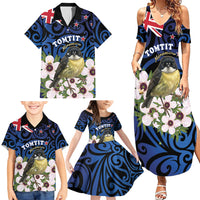 Tomtit New Zealand Personalised Family Matching Summer Maxi Dress and Hawaiian Shirt Miromiro Manuka Flower Maori Pattern