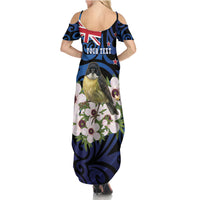 Tomtit New Zealand Personalised Family Matching Summer Maxi Dress and Hawaiian Shirt Miromiro Manuka Flower Maori Pattern