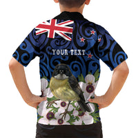 Tomtit New Zealand Personalised Family Matching Tank Maxi Dress and Hawaiian Shirt Miromiro Manuka Flower Maori Pattern