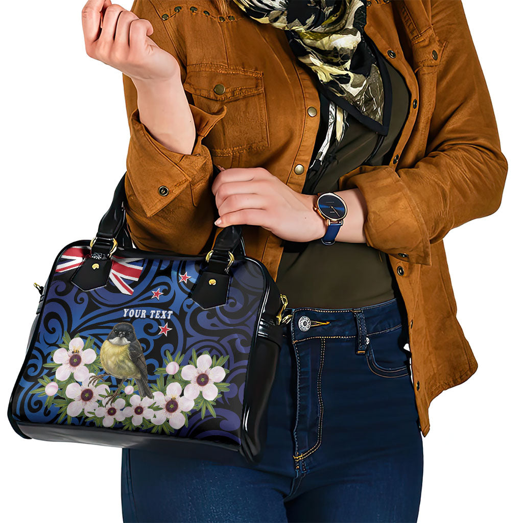 Tomtit New Zealand Personalised Shoulder Handbag Miromiro Manuka Flower Maori Pattern LT22 - Polynesian Pride